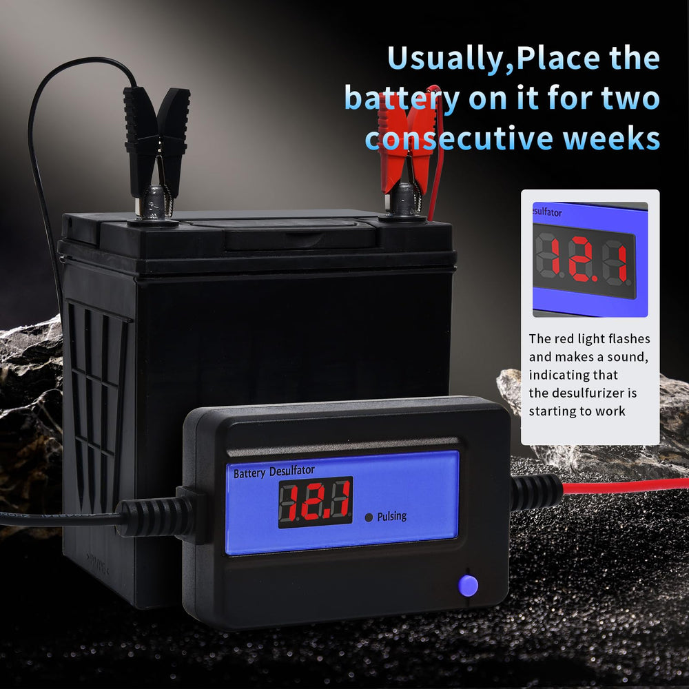 Beyprern Battery Desulfator connected to a car battery for ongoing maintenance