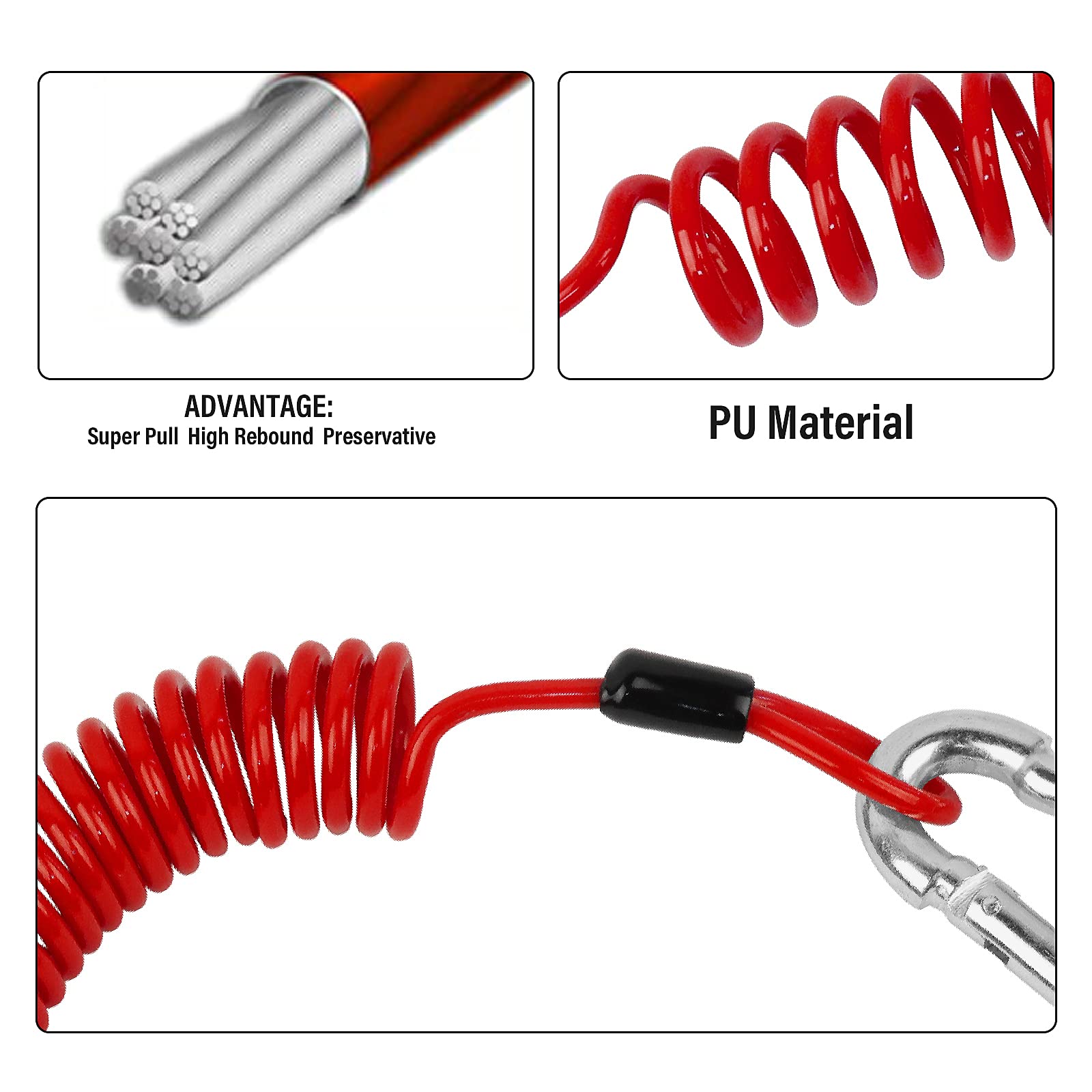 BFDKIT Breakaway cable braided steel core delivers durable towing performance.