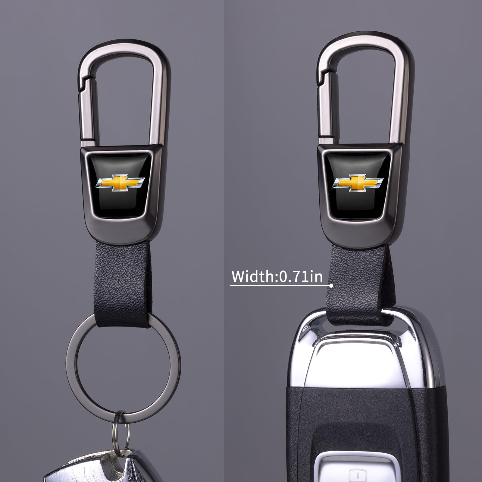 BFIVEANTE leather-keychain metal part close-up showing polished finish.