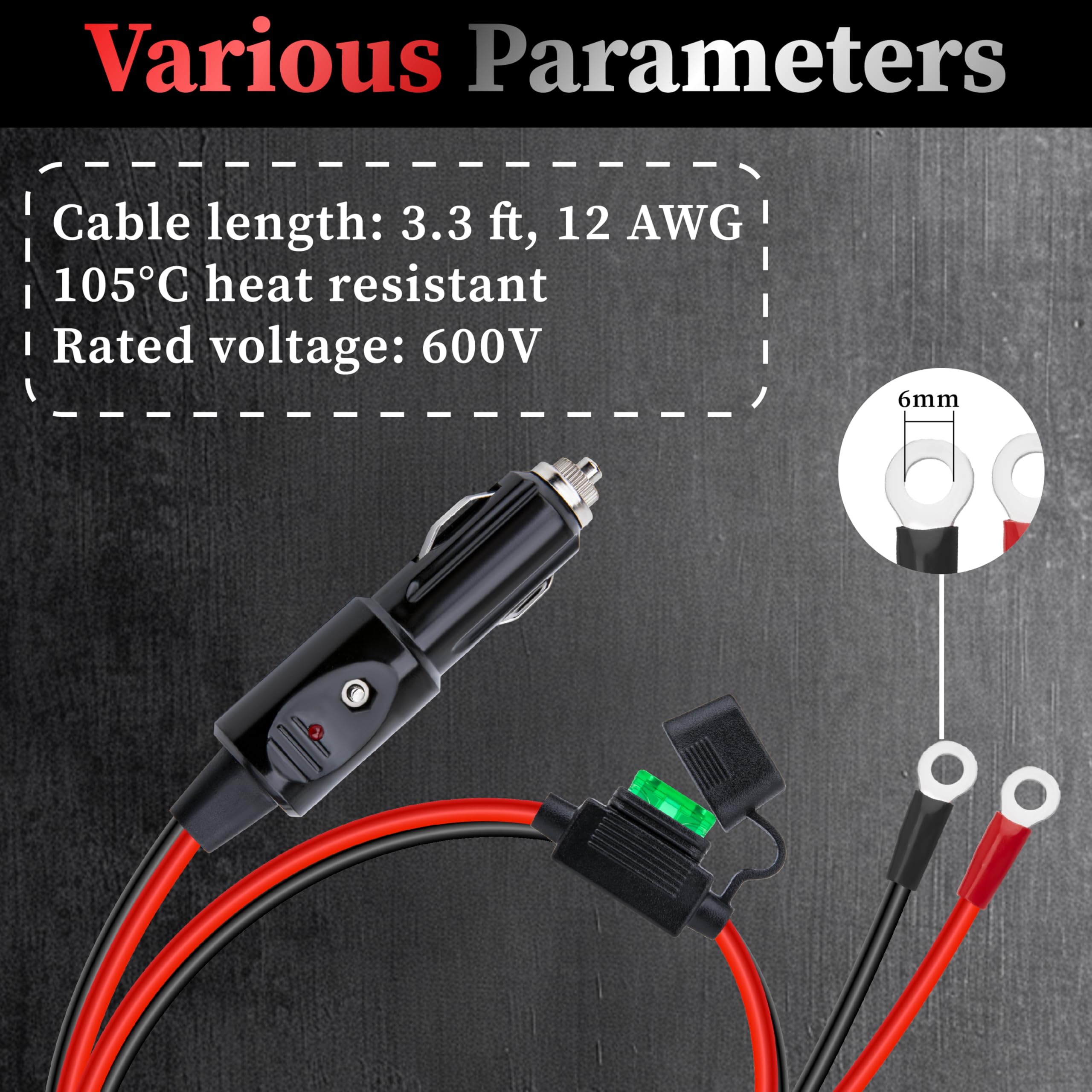 BFXM 3.3 ft cigarette lighter adapter ideal for inverter setups