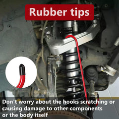 BFXM hanger supporting brake caliper on car during service, secures caliper and protects lines