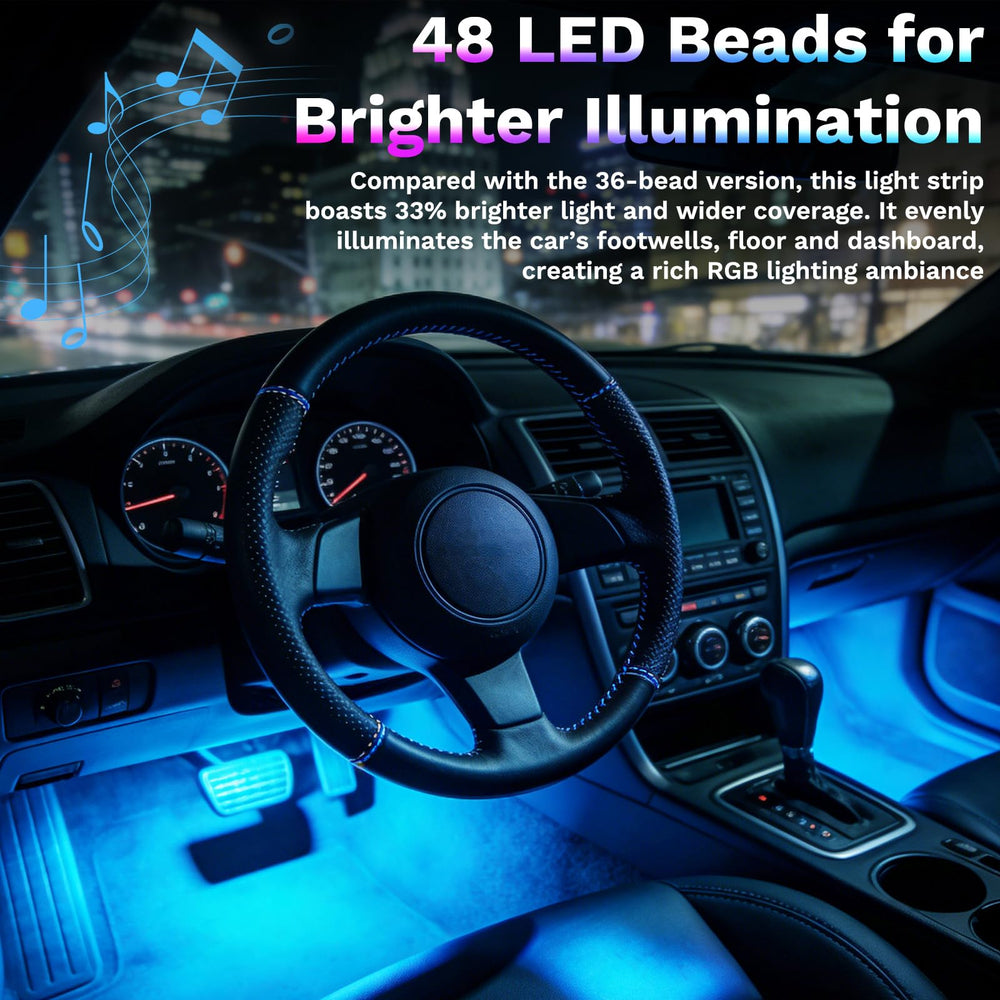 BFXM music-sync LED strip connected to app for rhythmic color changes.