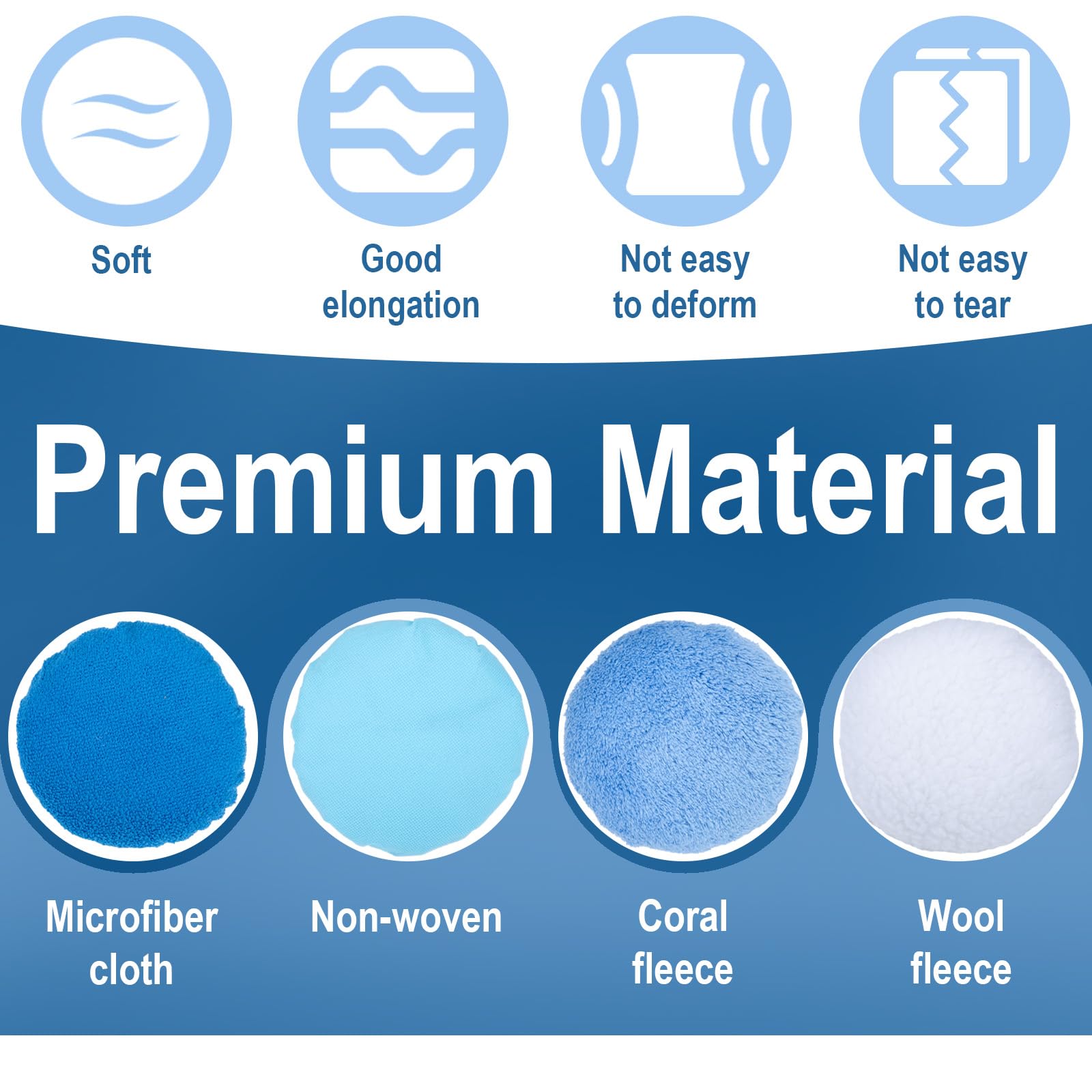 BFXM White wool pads packing list for medium polishing and wax application.