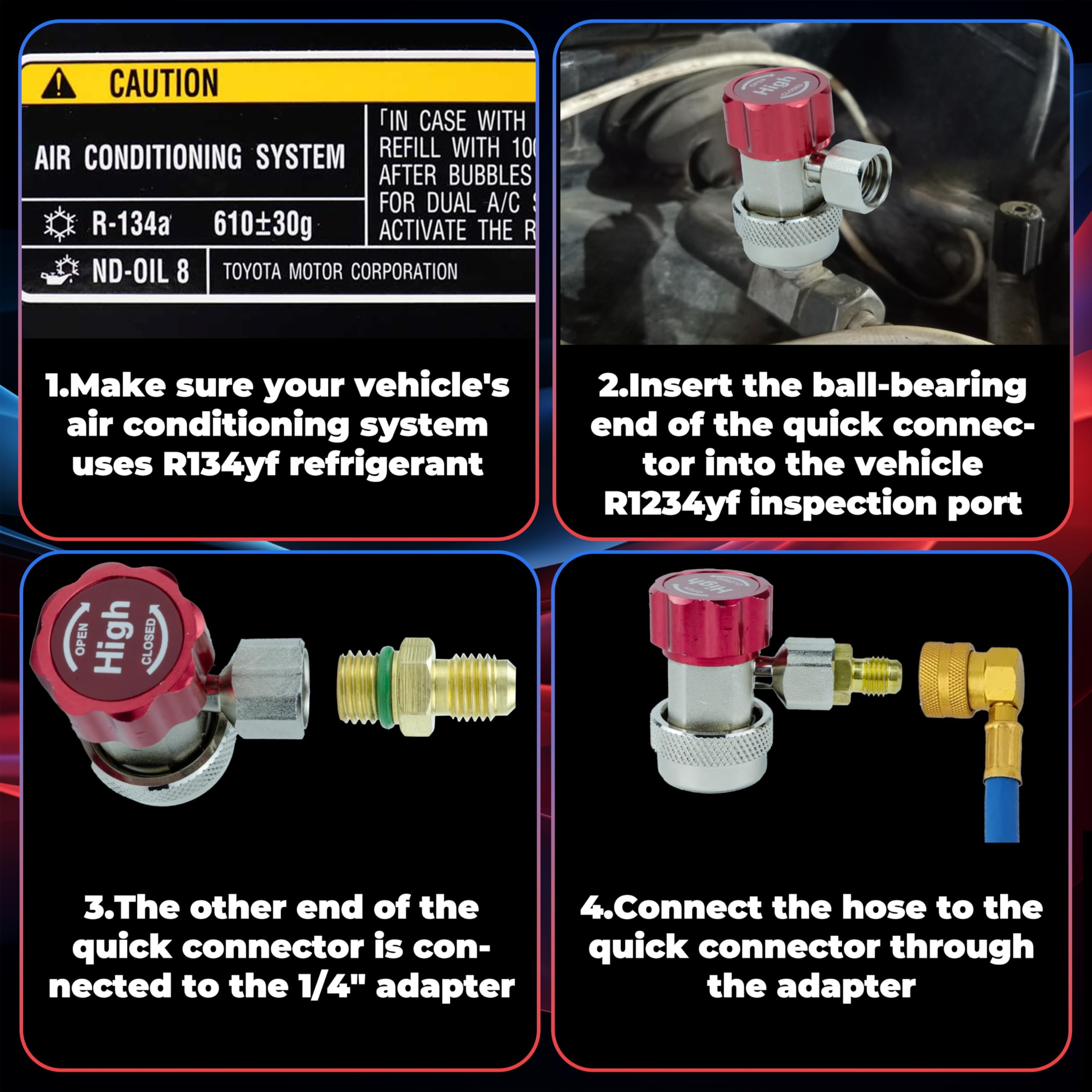BFXM clearly labeled high/low pressure ports for easy use