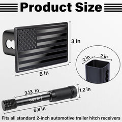 Close-up of the stainless steel hitch cover showing anti-vibration pins and durable finish.