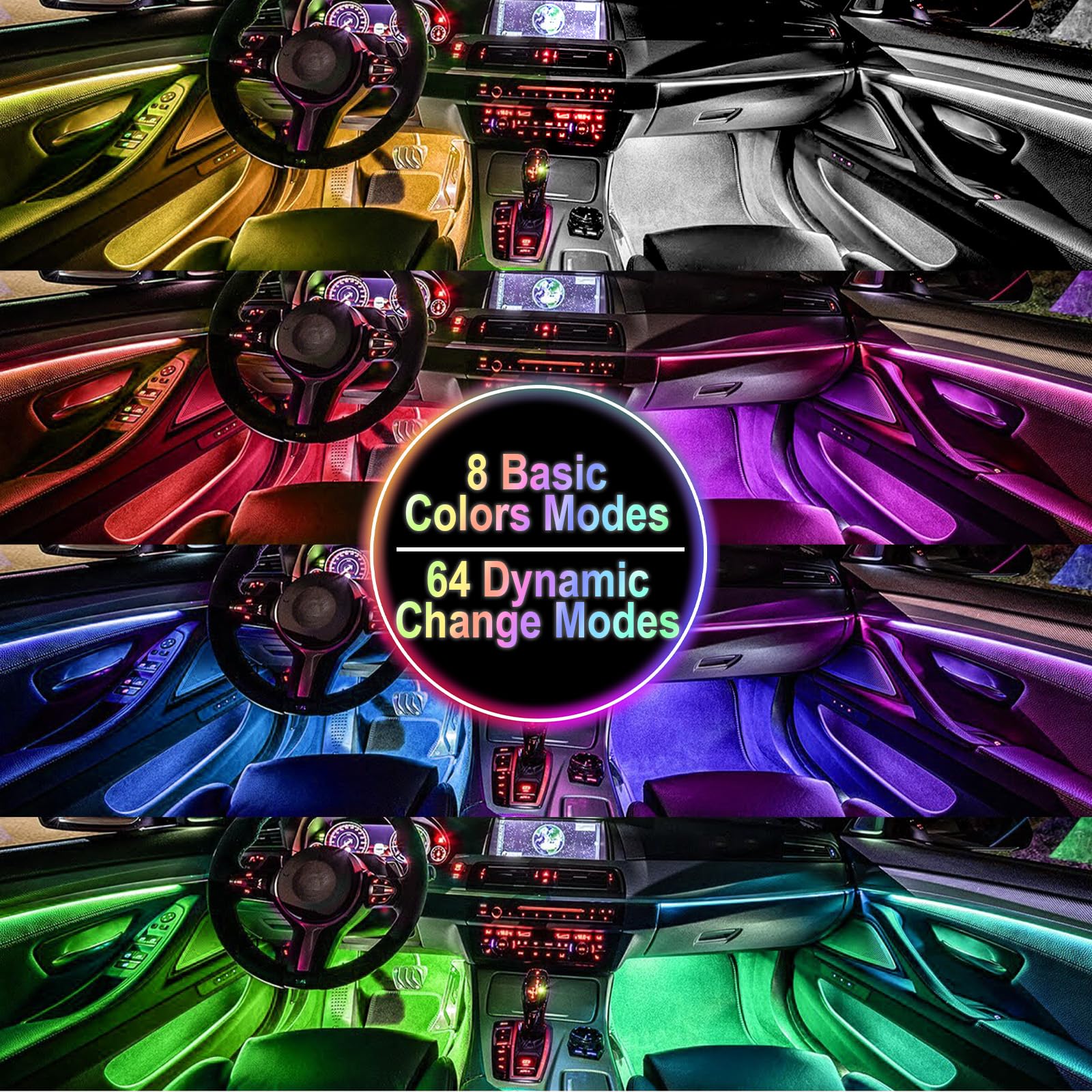 BFXM waterproof car interior lights installed without tools in minutes.