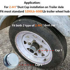 BgfWssh trailer dust cap driver side angle view reduces risk of damage.