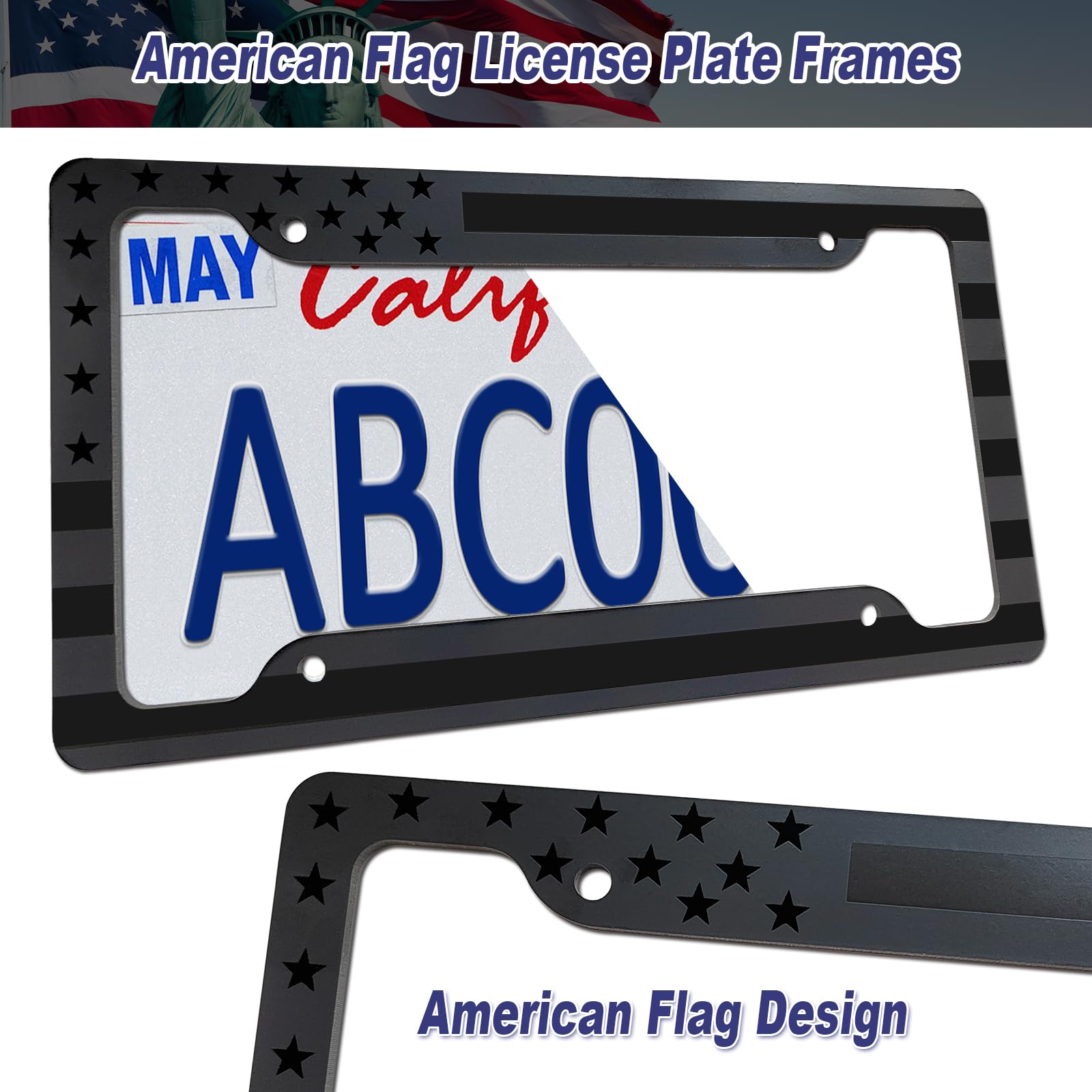 Close-up of BGGTMO brushed aluminum surface on license plate frame.