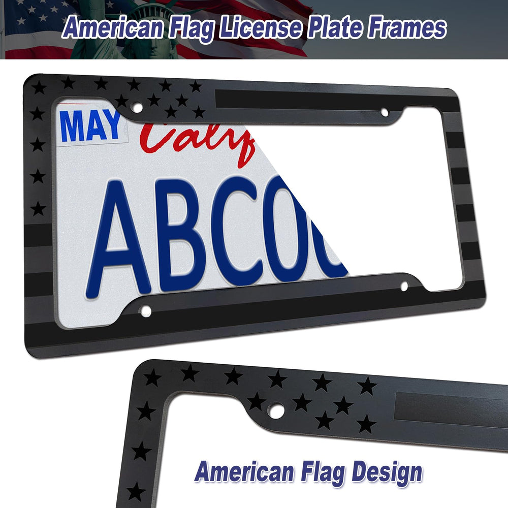Close-up of BGGTMO brushed aluminum surface on license plate frame.