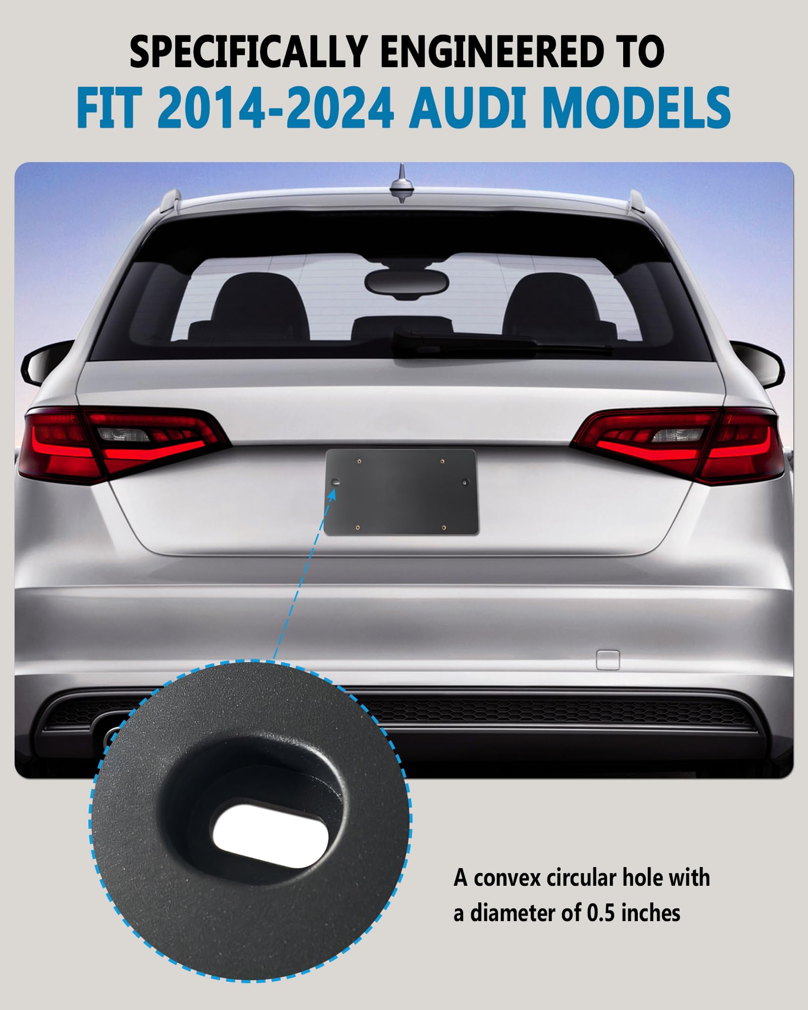 BGGTMO matte-black license frame on Audi for durable factory look