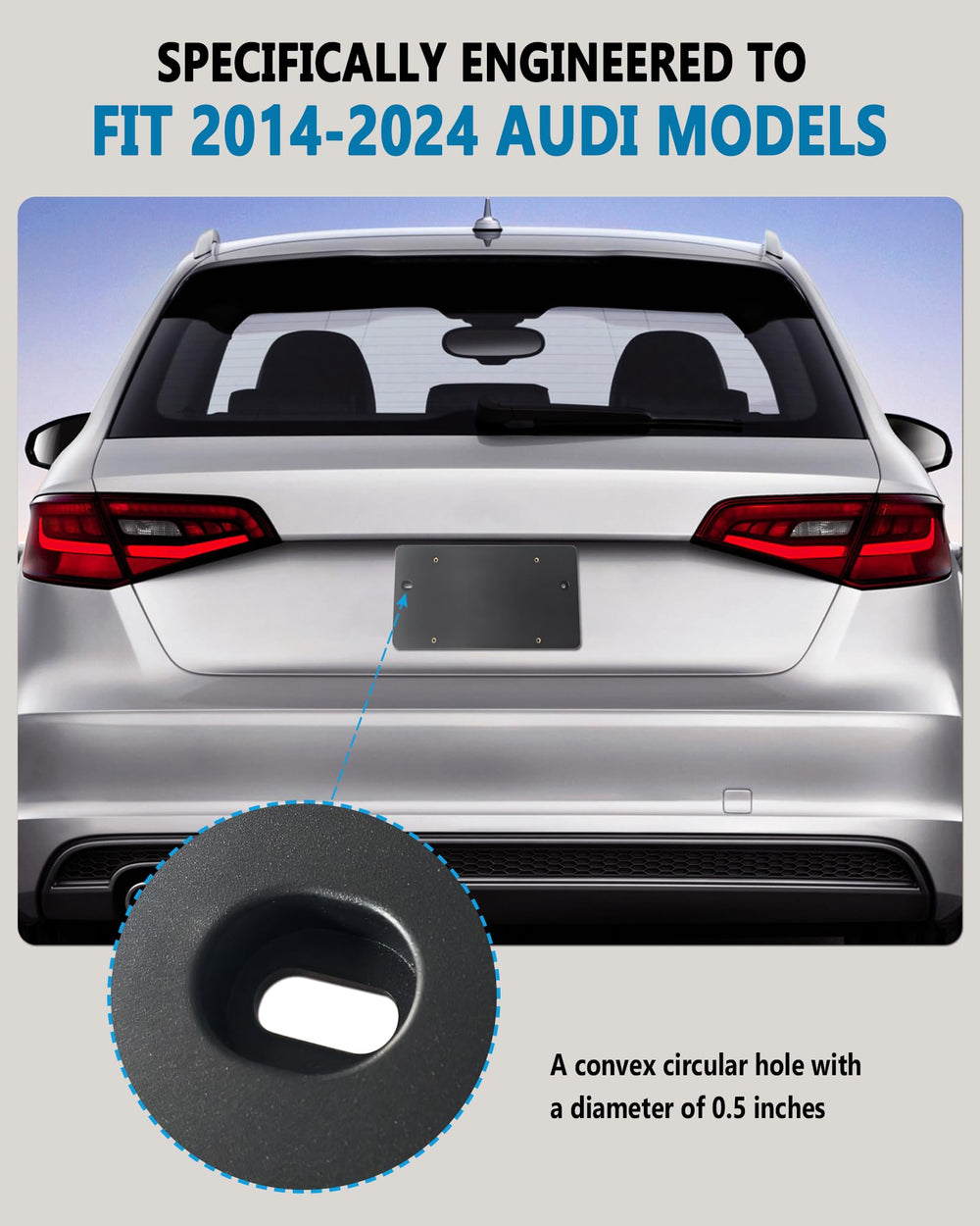 BGGTMO matte-black license frame on Audi for durable factory look