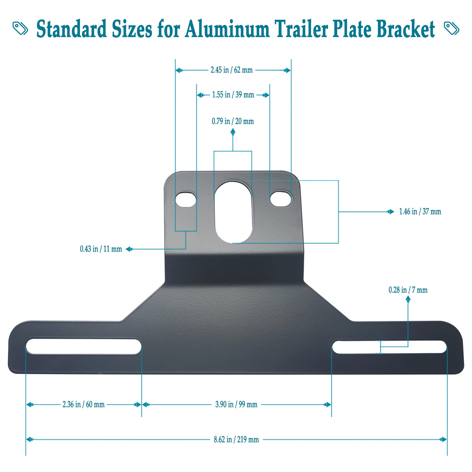 BGGTMO black aluminum license frame close-up highlights rust resistance and smooth gloss finish.