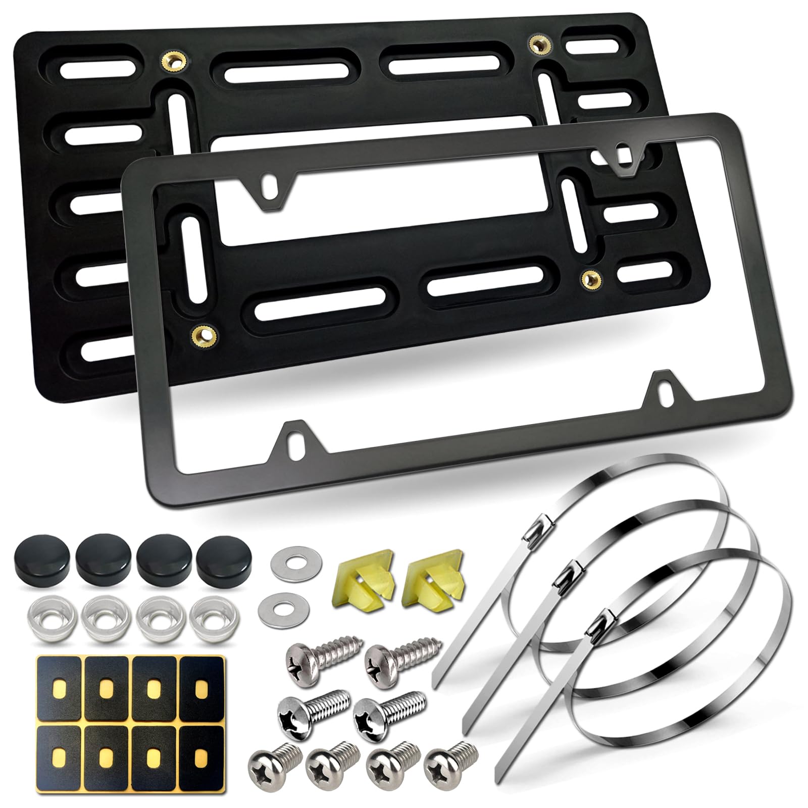 BGGTMO front license plate mounting kit assembly on car bumper for quick installation