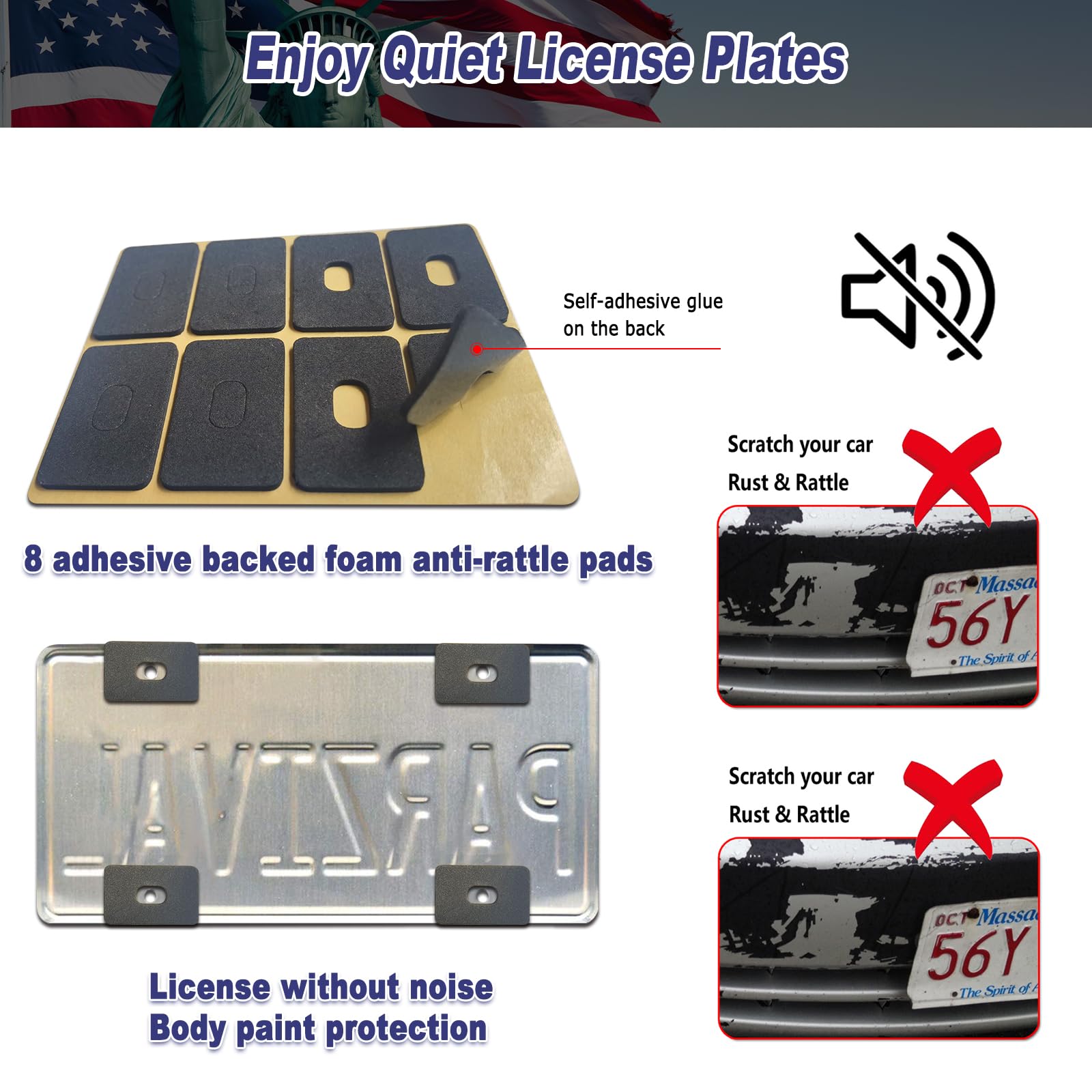 BGGTMO packaging shows gift-ready patriotic license plate frame set.