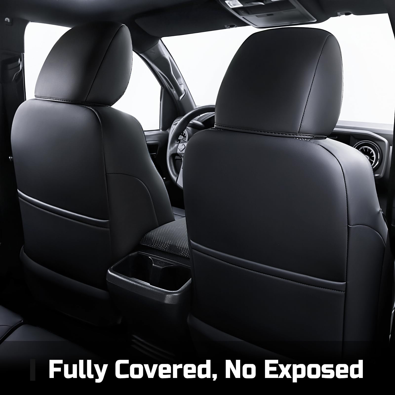 bgucar camo black stitching detail adds sportiness to the Tacoma interior