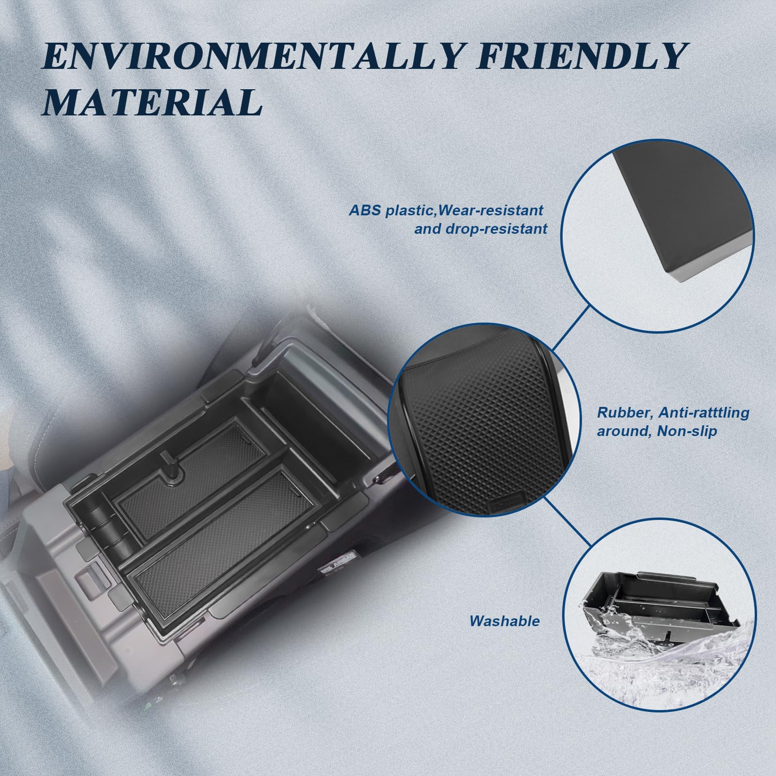 BIBIBO Crosstrek center-console organizer silicone mat reduces noise.