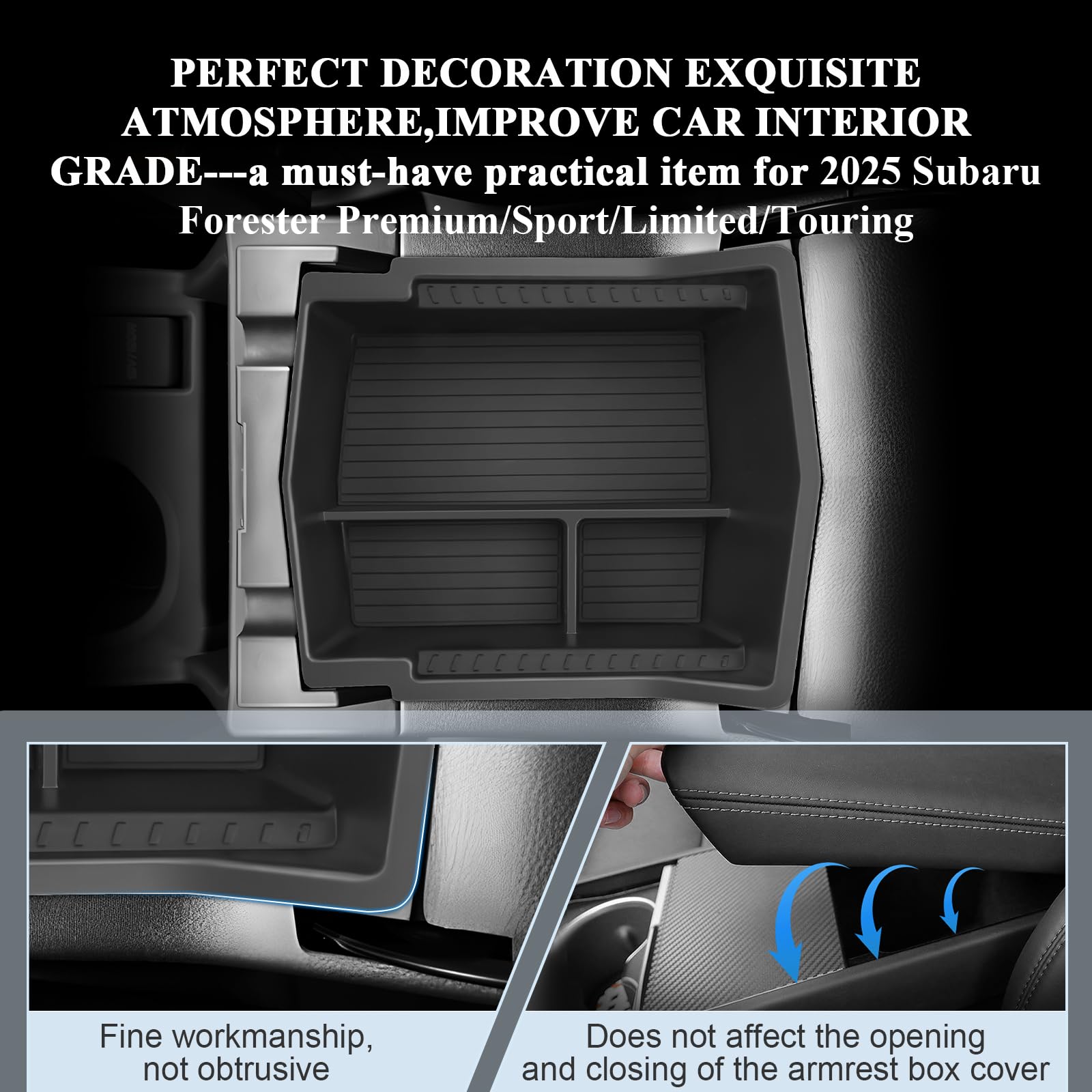 Bibibo Forester center console tray detail demonstrates exact fit and finish