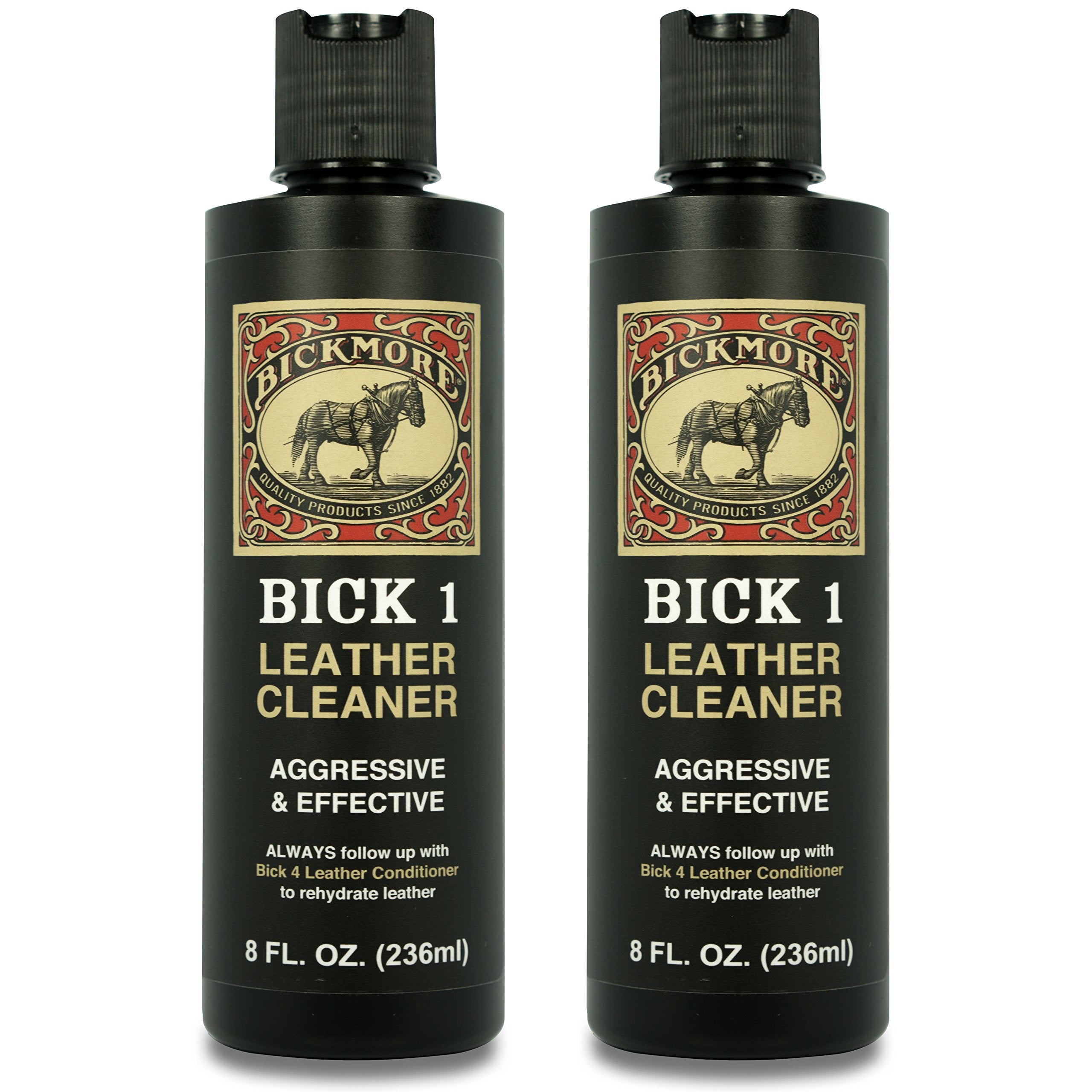 Bickmore Bick 1 Leather Cleaner bottle removes dirt and stains from leather gear.