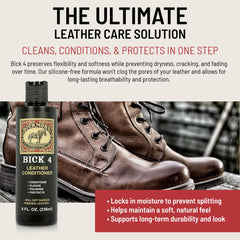Bickmore Bick 4 Leather Conditioner soft shine on leather.