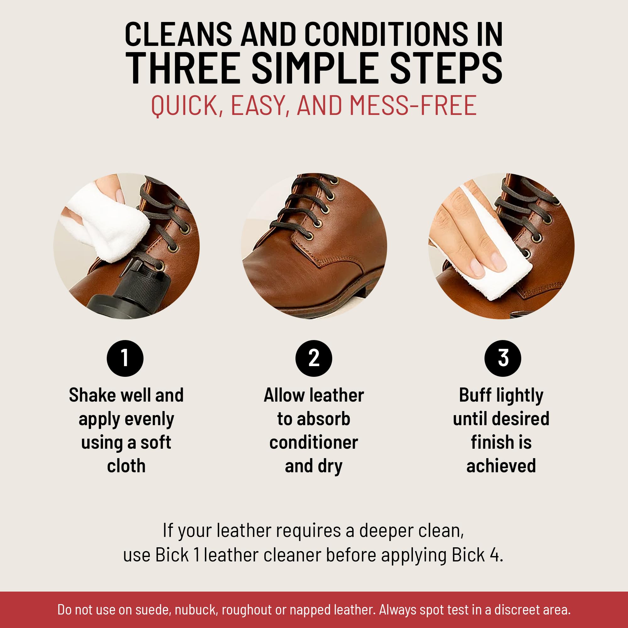 Bickmore Bick 4 Leather Conditioner wax-free formula preserves breathability.