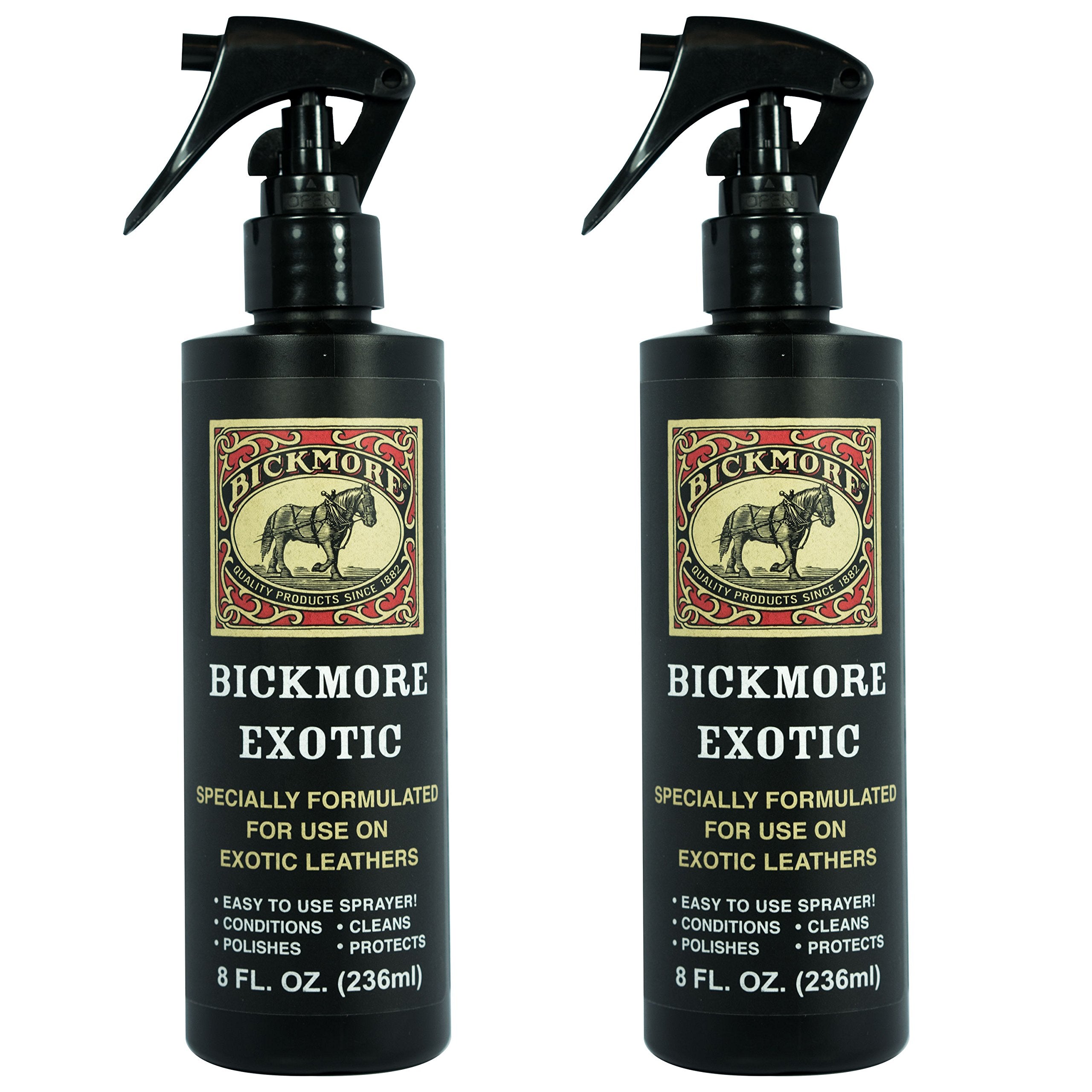 Bickmore Exotic 8oz two-pack bottle ready for full leather care.