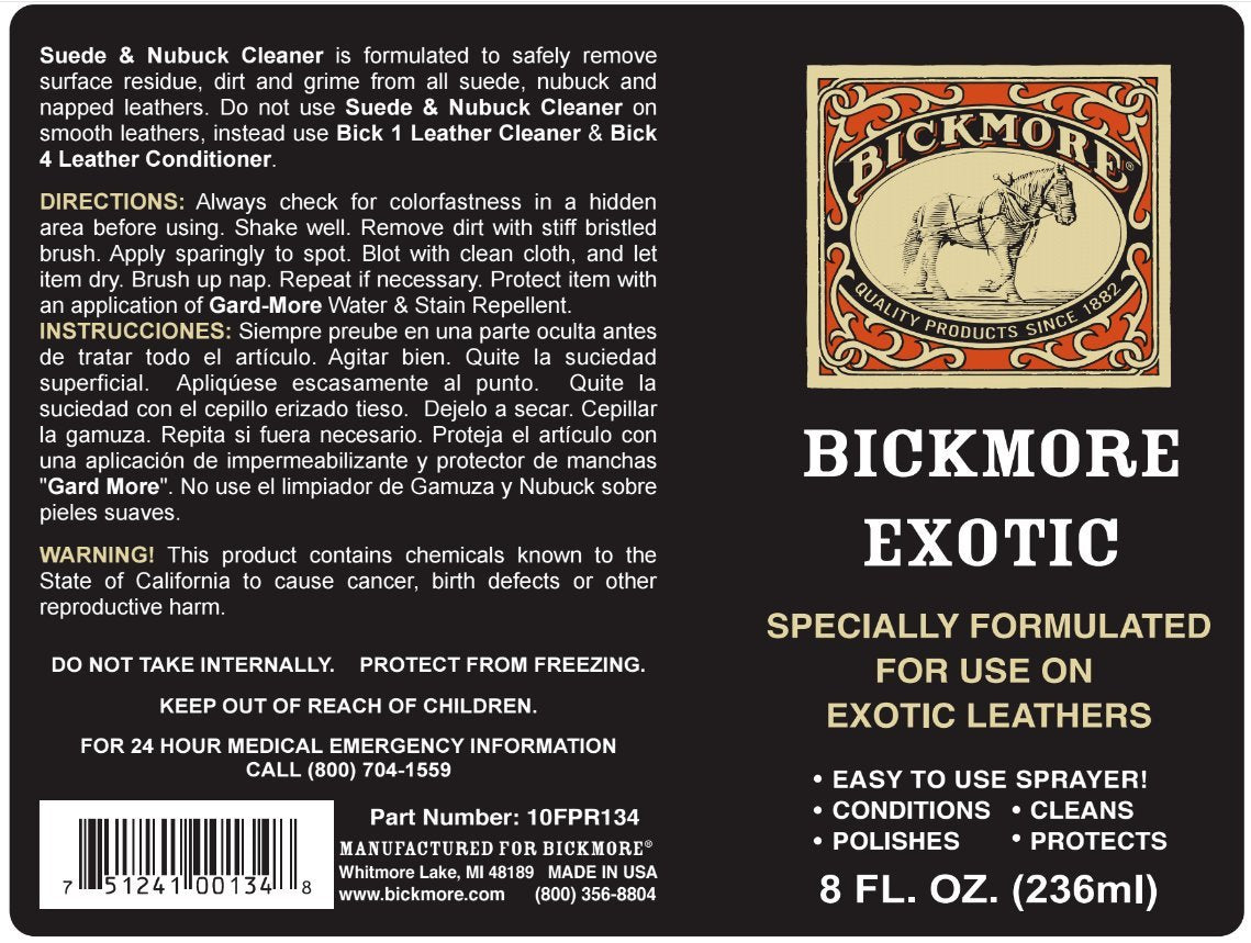 Bickmore Exotic spray application evenly coats exotic leather.