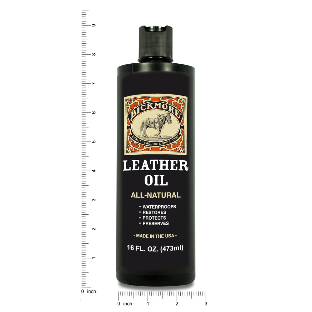 Bickmore Leather Oil used on leather furniture for a rich finish.
