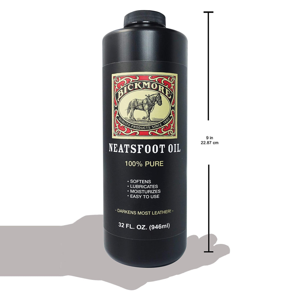 Bickmore Neatsfoot Oil darkening test area confirms leather effect