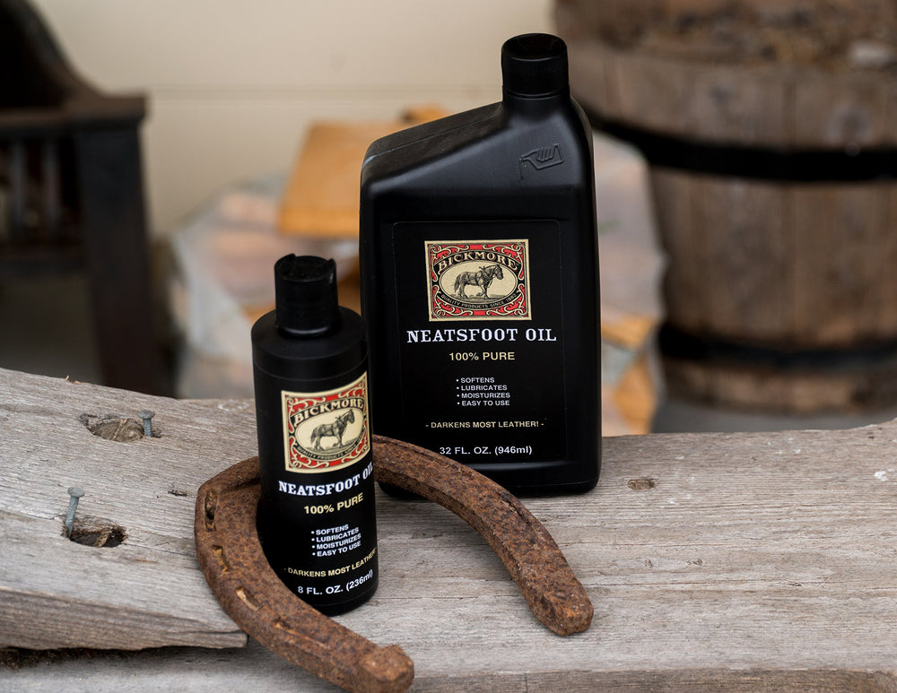 Bickmore Neatsfoot Oil used on boots and wallets for conditioning