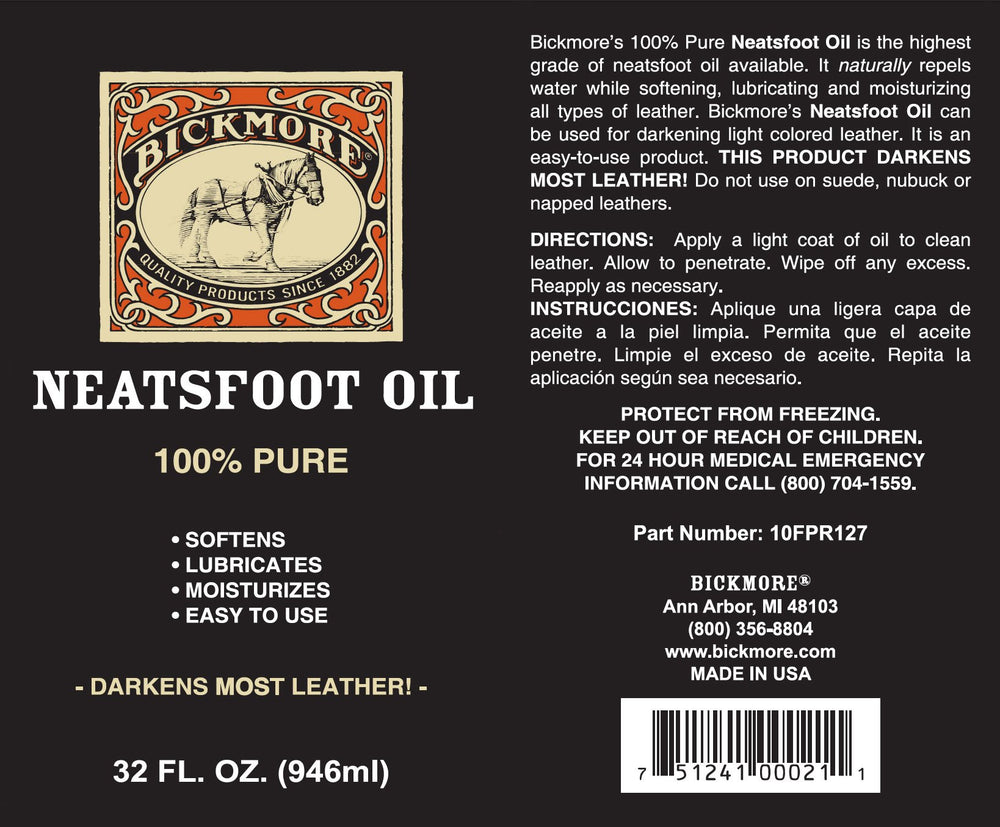 Bickmore Neatsfoot Oil being applied to leather to restore flexibility