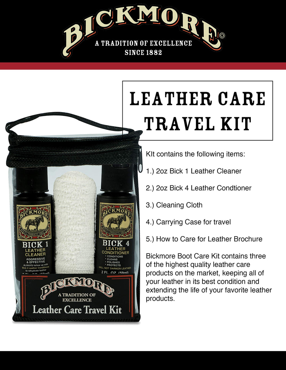 Bickmore Travel Kit opened to reveal case and brochure.