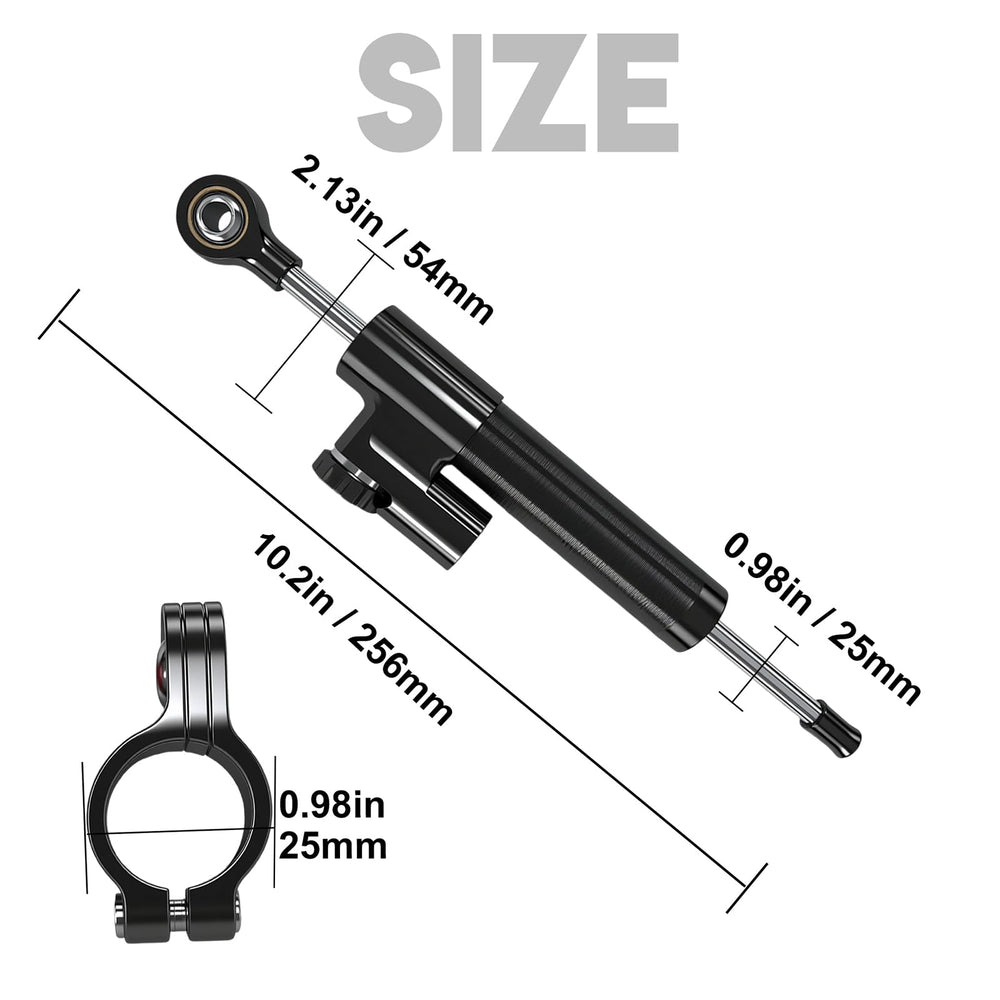 BICMDO motorcycle steering stabilizer mounted on handlebars reduces vibration.