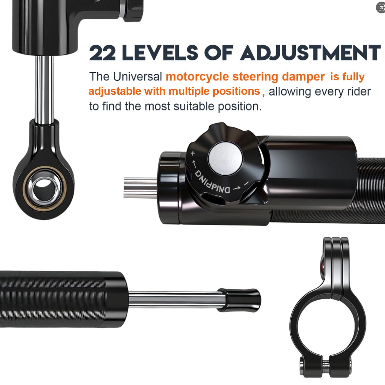 BICMDO damper absorbs shocks reducing handlebar bumps.