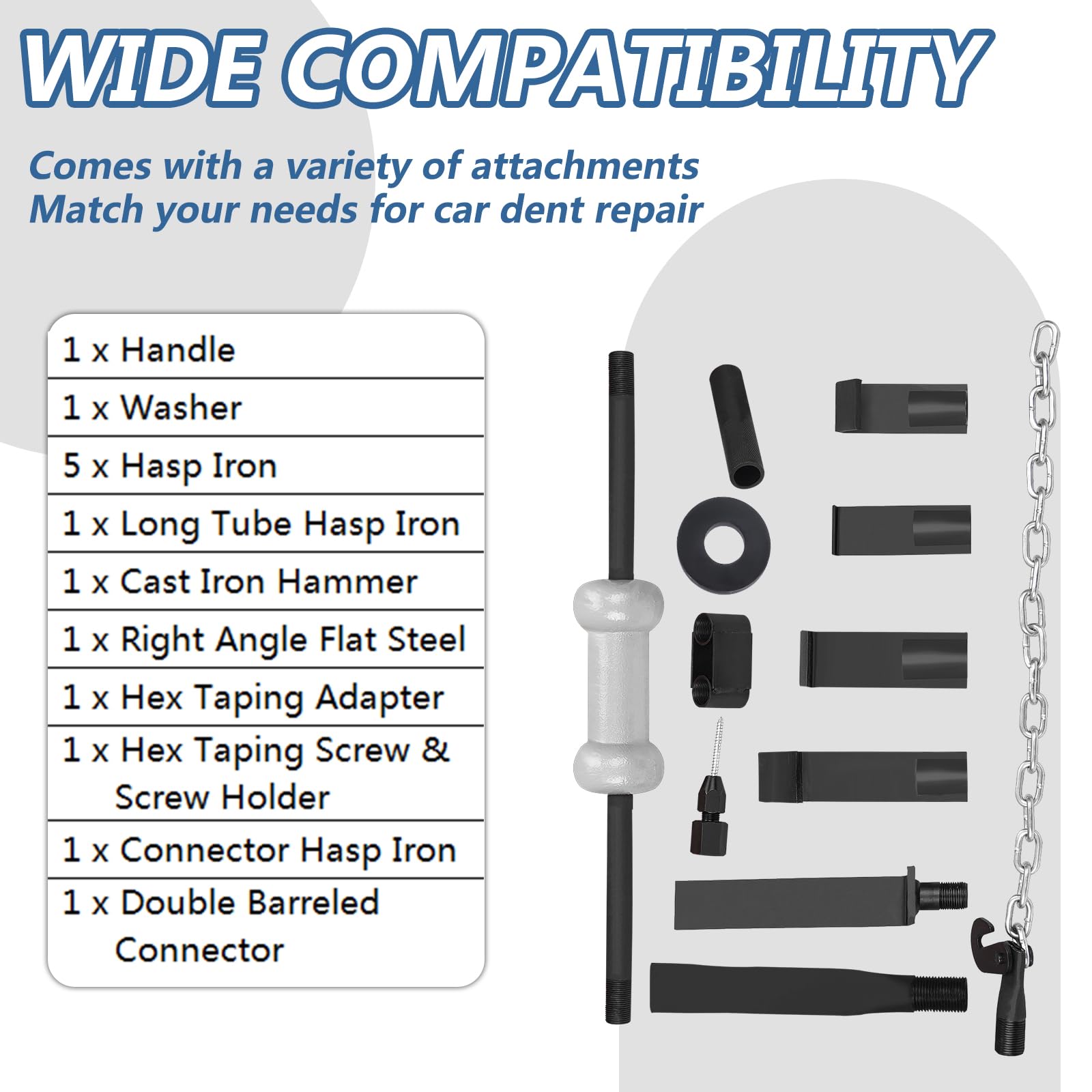 Bicos 10lb slide hammer demonstrating strong pulling force for dent repair