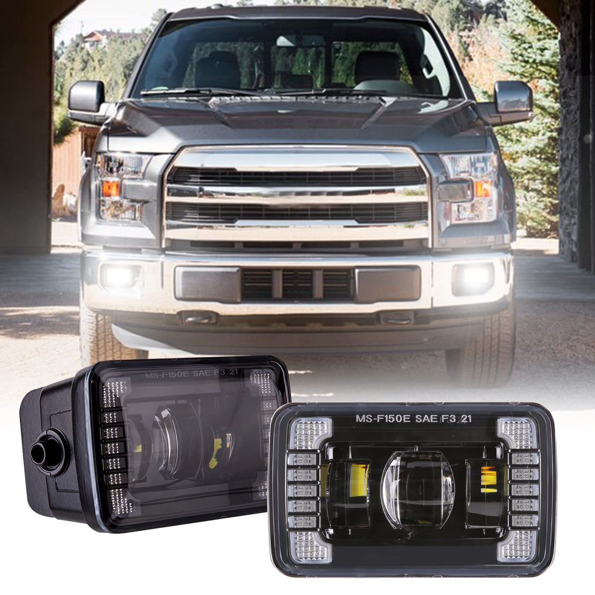 BICYACO 4-inch LED fog light left-side view for Ford F-150.