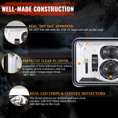 BICYACO DOT-approved 4x6 headlights ensuring compliant truck lighting.