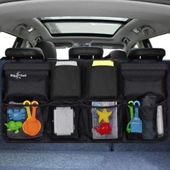Big Ant back seat trunk organizer with lid keeps groceries secure and organized.