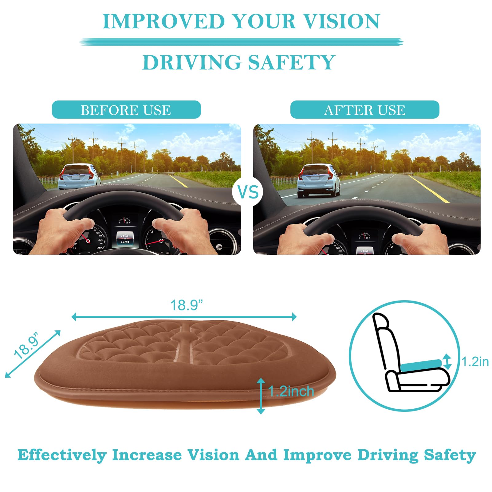 Big Ant ergonomic height boost improves driving view and posture