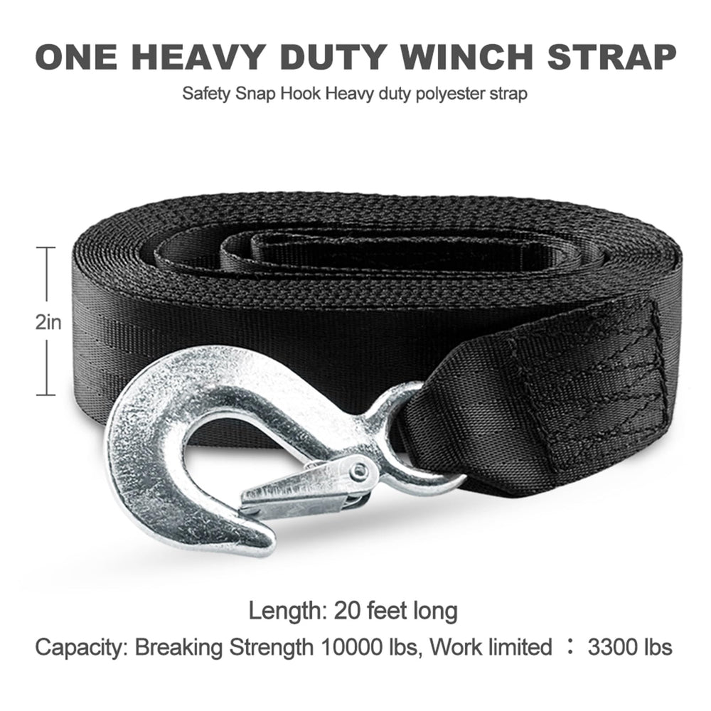 Big-AutoParts boat trailer strap supports up to 10,000 lbs breaking strength.