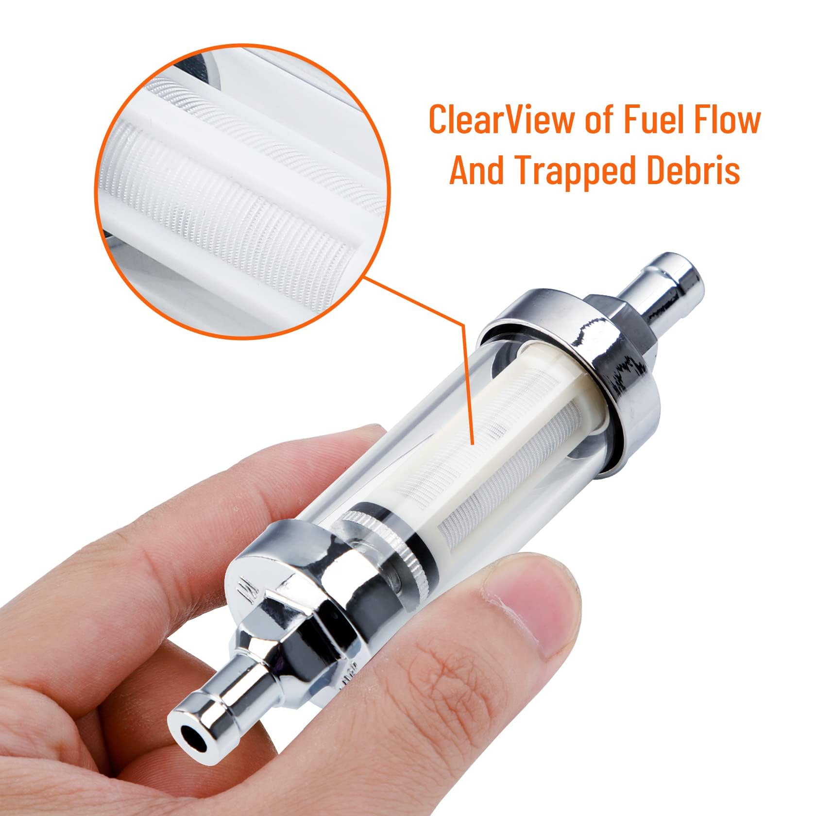 Big Auto Parts inline fuel filter enables easy installation with universal fit.