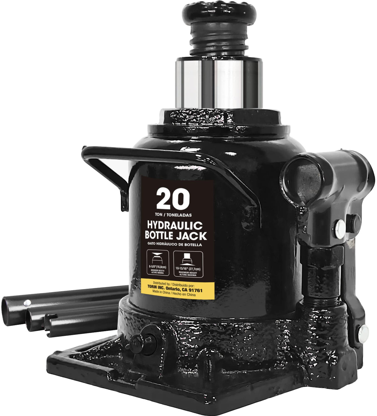 BIG RED 20-ton bottle jack base and saddle provide stable support for heavy lifts.