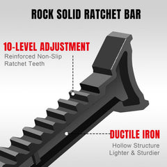 BIG RED 3-ton jack stands with pyramid base for stability.
