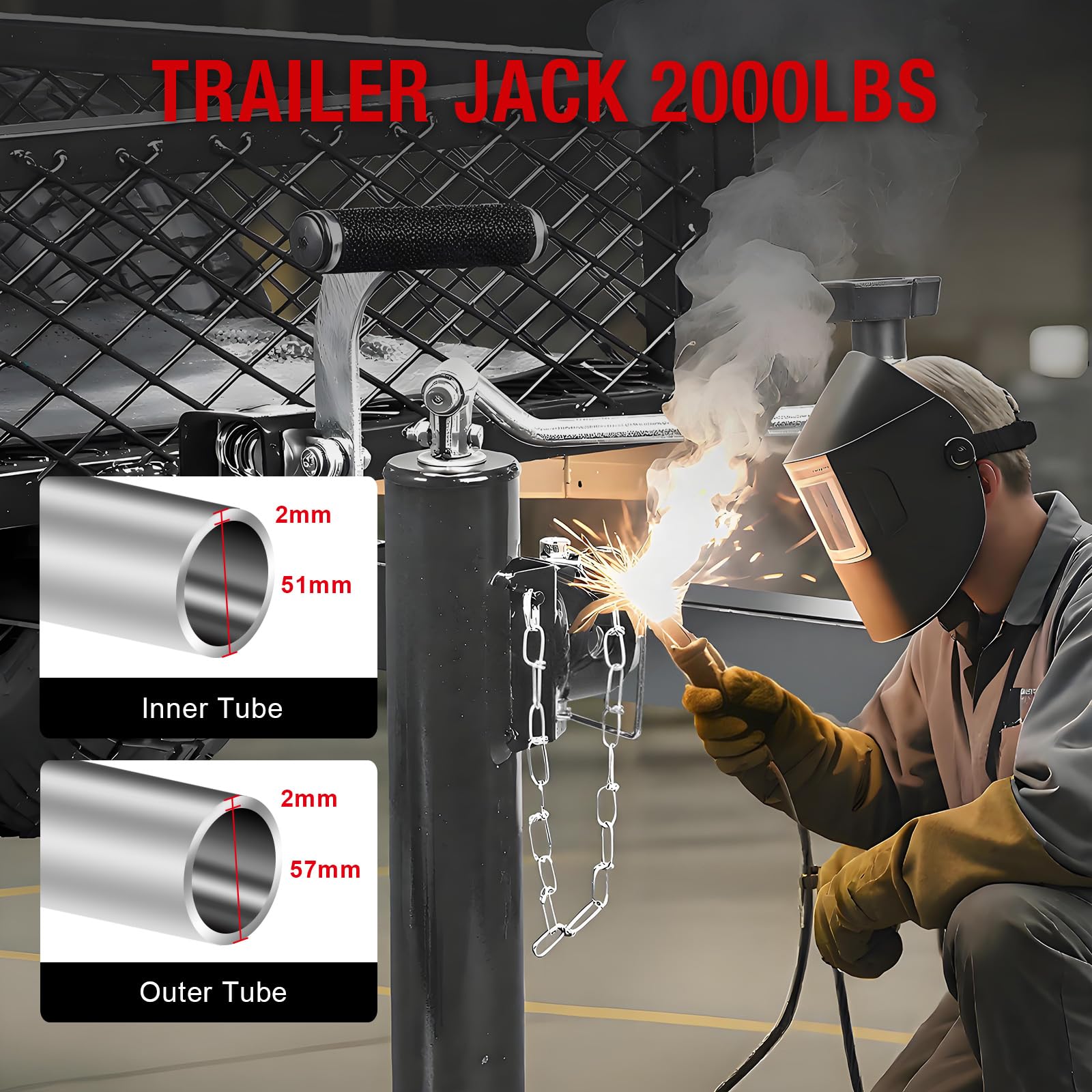 Trailor jack capable of up to two thousand pounds capacity