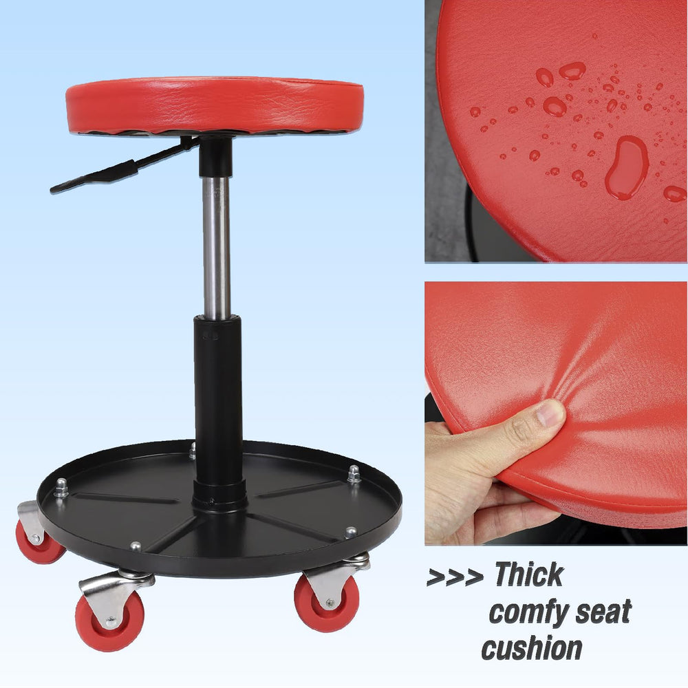 BIG RED seat height adjusts up to 5 inches for a customized workspace.