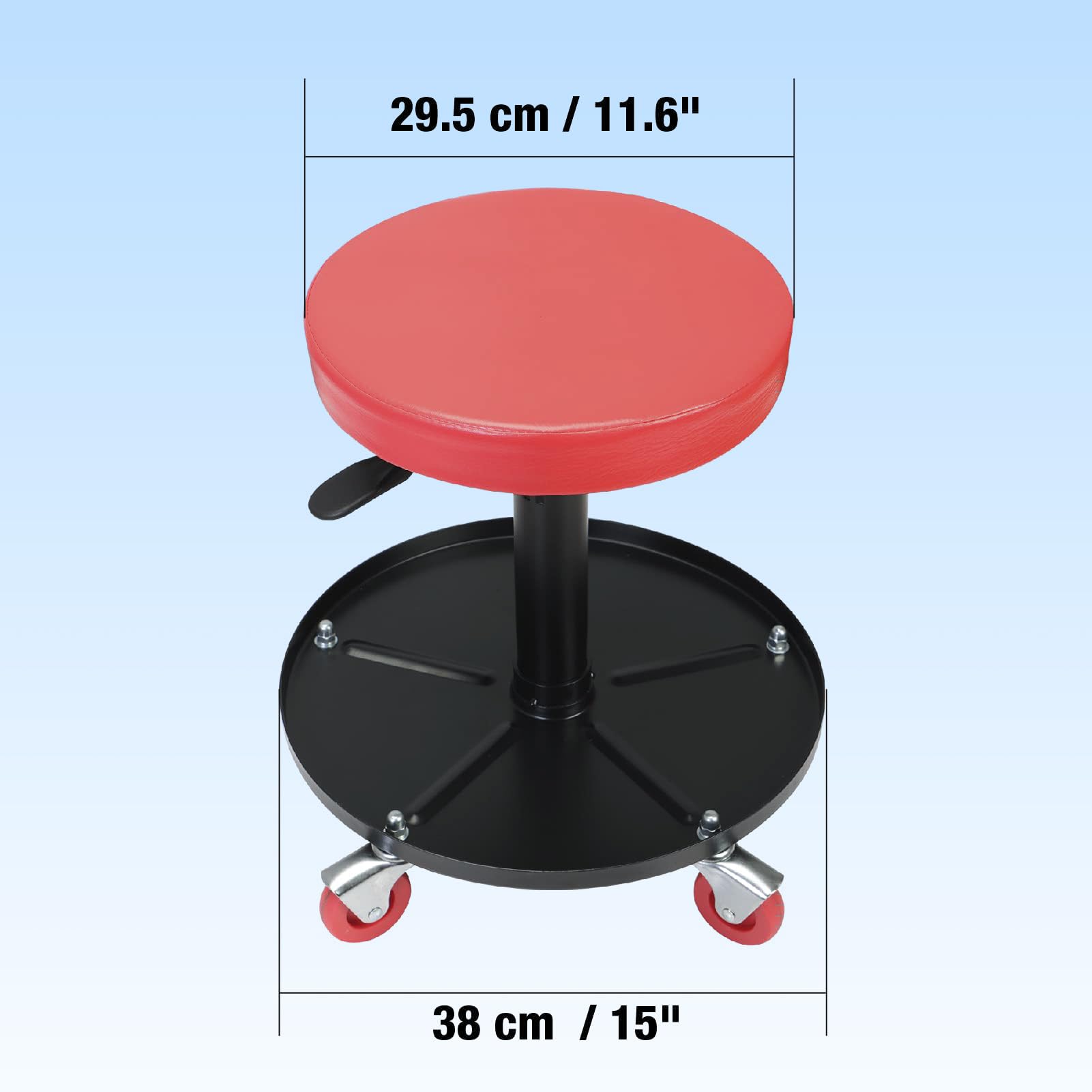 BIG RED tool-tray storage keeps essentials within reach.