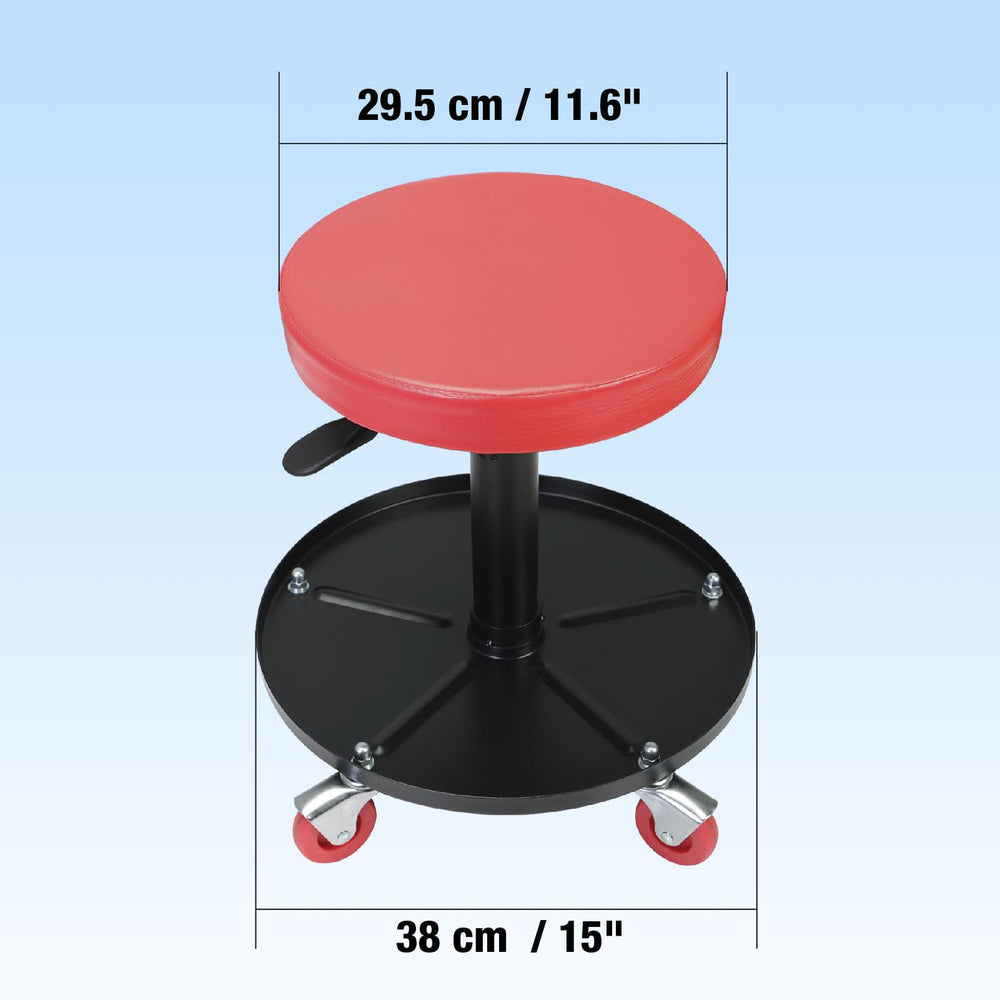 BIG RED tool-tray storage keeps essentials within reach.