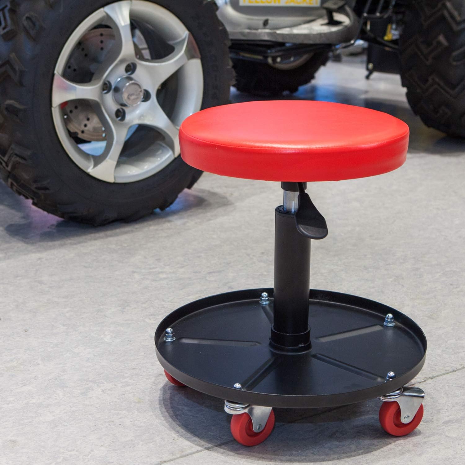 BIG RED creeper seat compatible with universal fit across workshops.