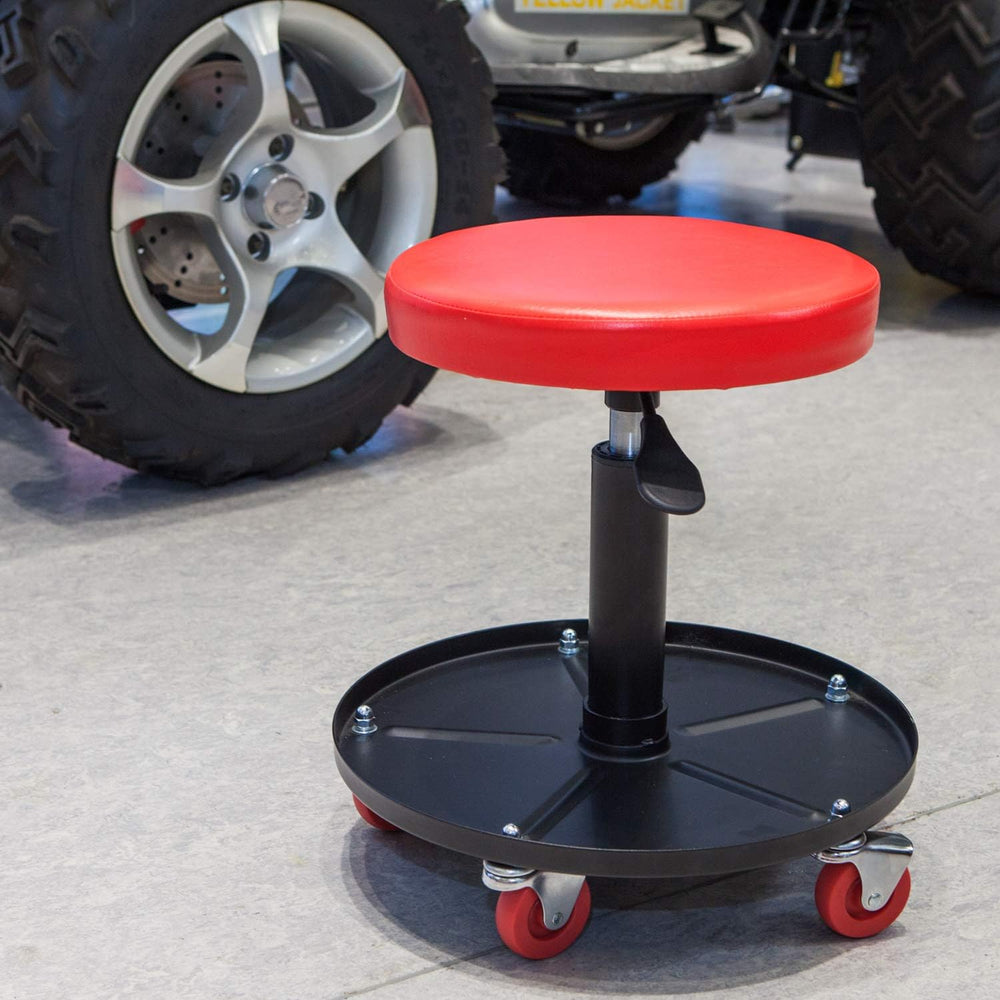 BIG RED creeper seat compatible with universal fit across workshops.