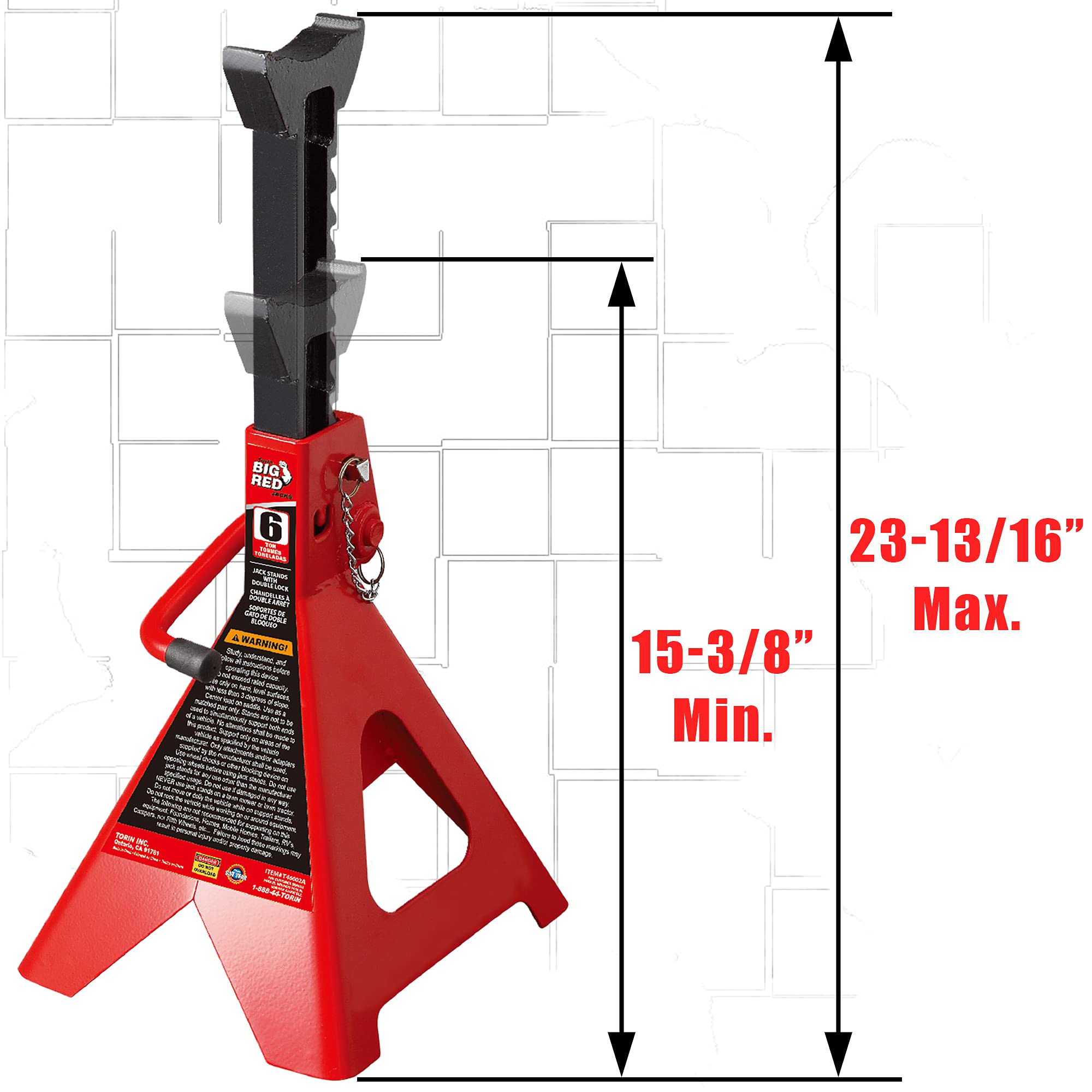 Removable locking pin on BIG RED jacks stands for enhanced safety