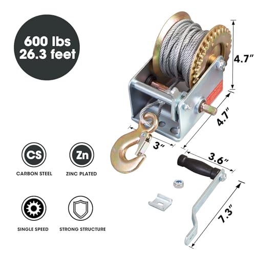 Big RED Torin winch cable extends 26.3 ft for dependable lifting and towing.